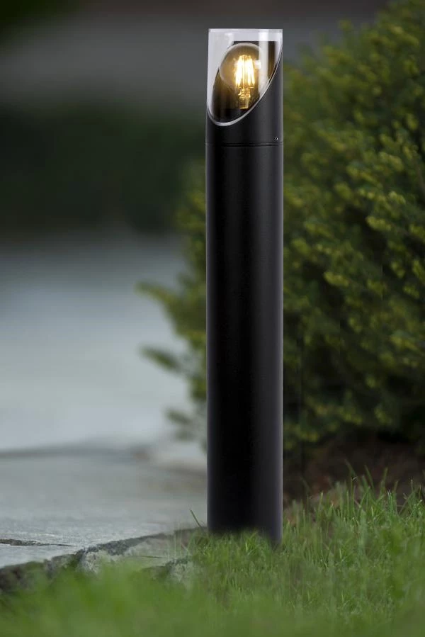 Lucide NORMAN - Bollard light - Ø 9 cm - 1xE27 - IP65 - Black - ambiance 1